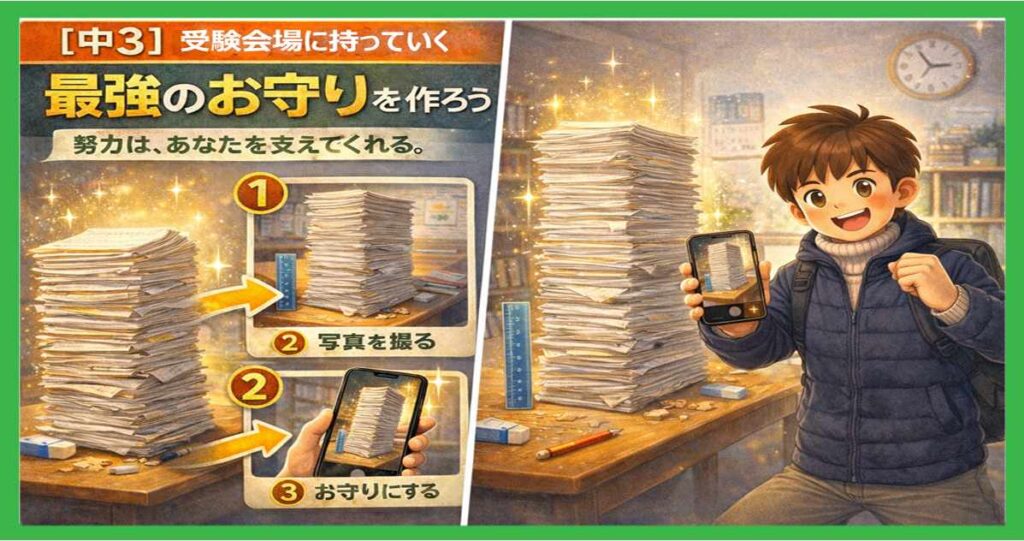 【中3】受験会場に持っていく「最強のお守り」を作ろう(ルーズリーフの山)