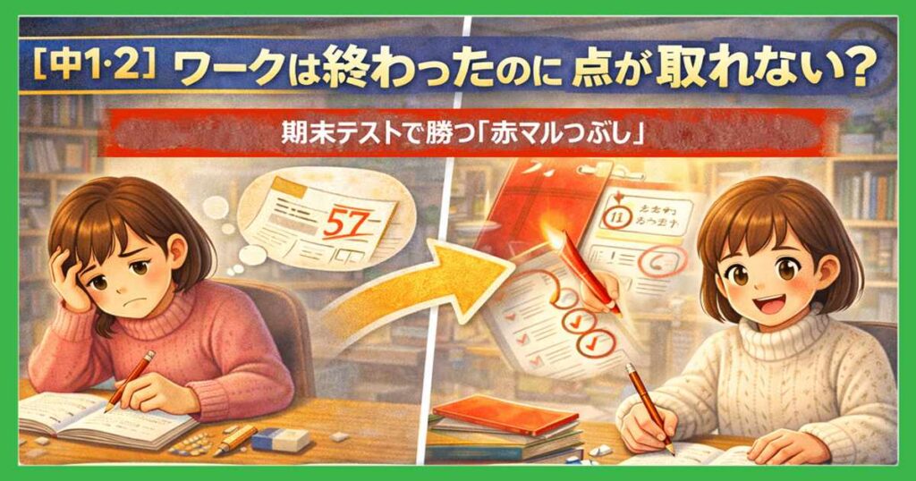 【中1~3】ワークは終わったのに点が取れない?期末テストで勝つ「赤マルつぶし」最短ルート