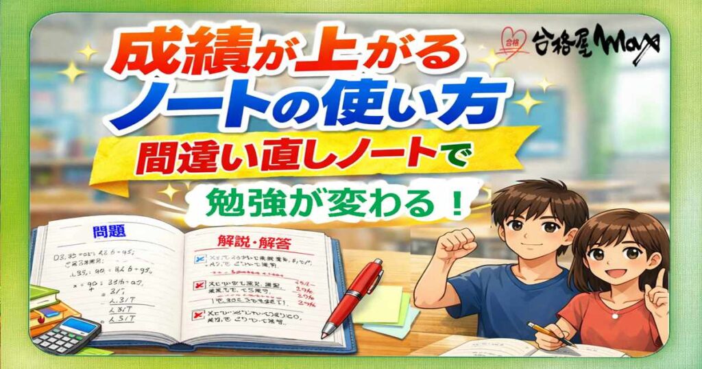 成績が上がるノートの使い方｜間違い直しノートで勉強が変わる